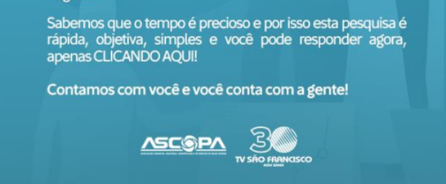 ASCOPA e TV São Francisco lançam pesquisa para comerciantes e empresários locais