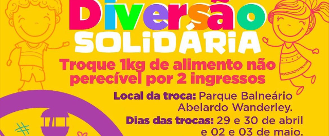 Campanha Diversão Solidária: troca alimentos por ingressos do Parque Lima será de 29 de abril a 3 de maio