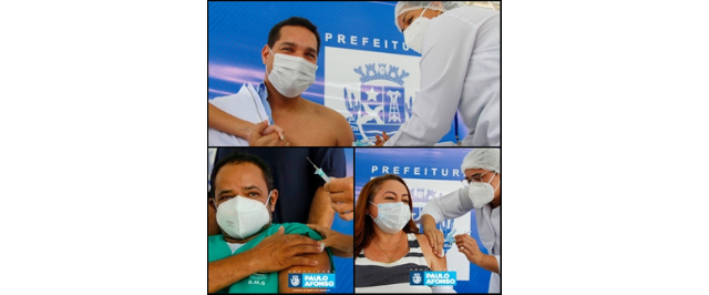 Maqueiro, enfermeira e médico são os primeiros vacinados contra a covid-19 em Paulo Afonso